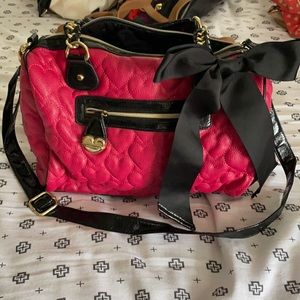 Pink stitched leather Betsey Johnson purse